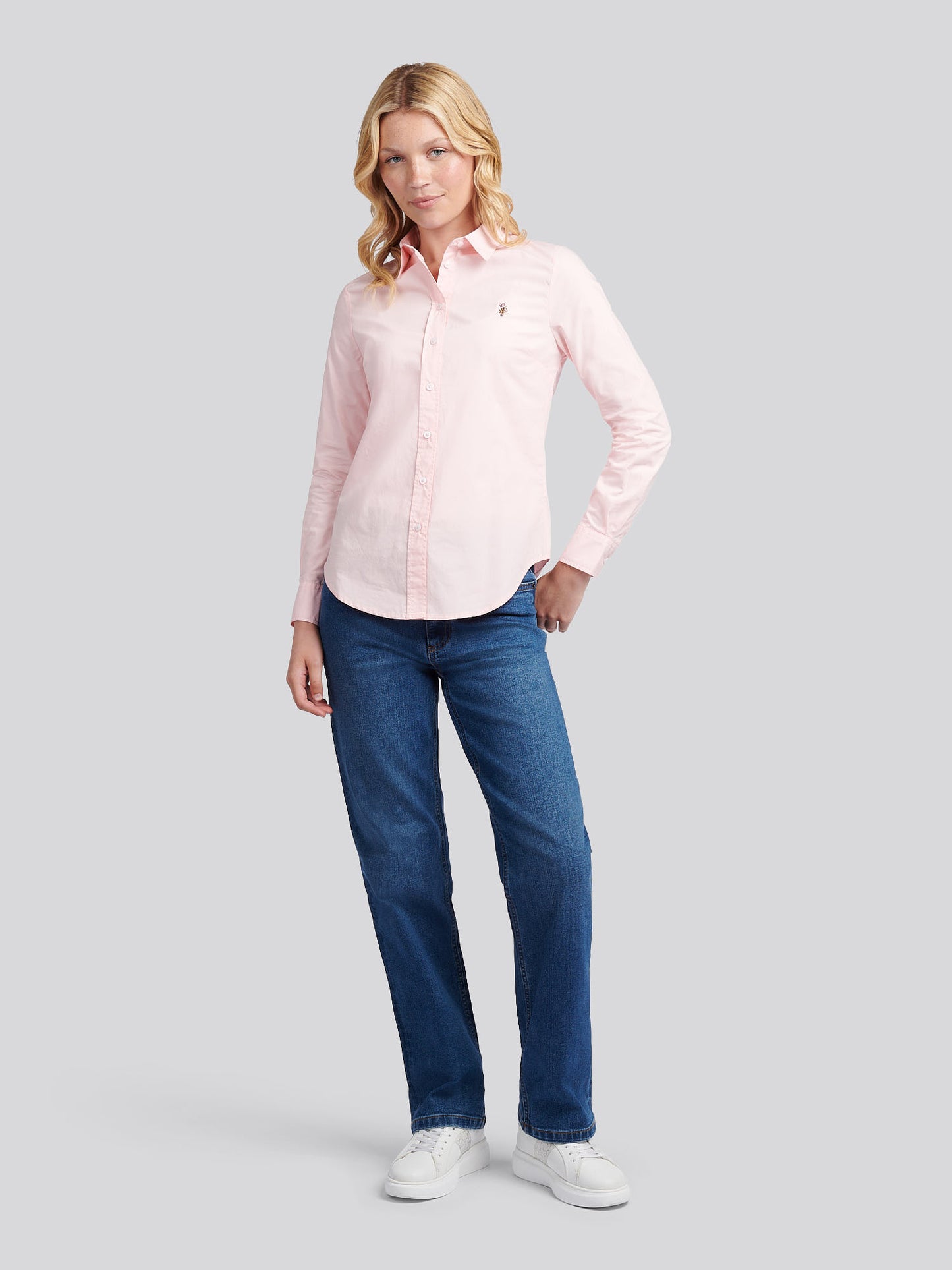 Womens Stretch Classic Fit Oxford Shirt in Crystal Rose