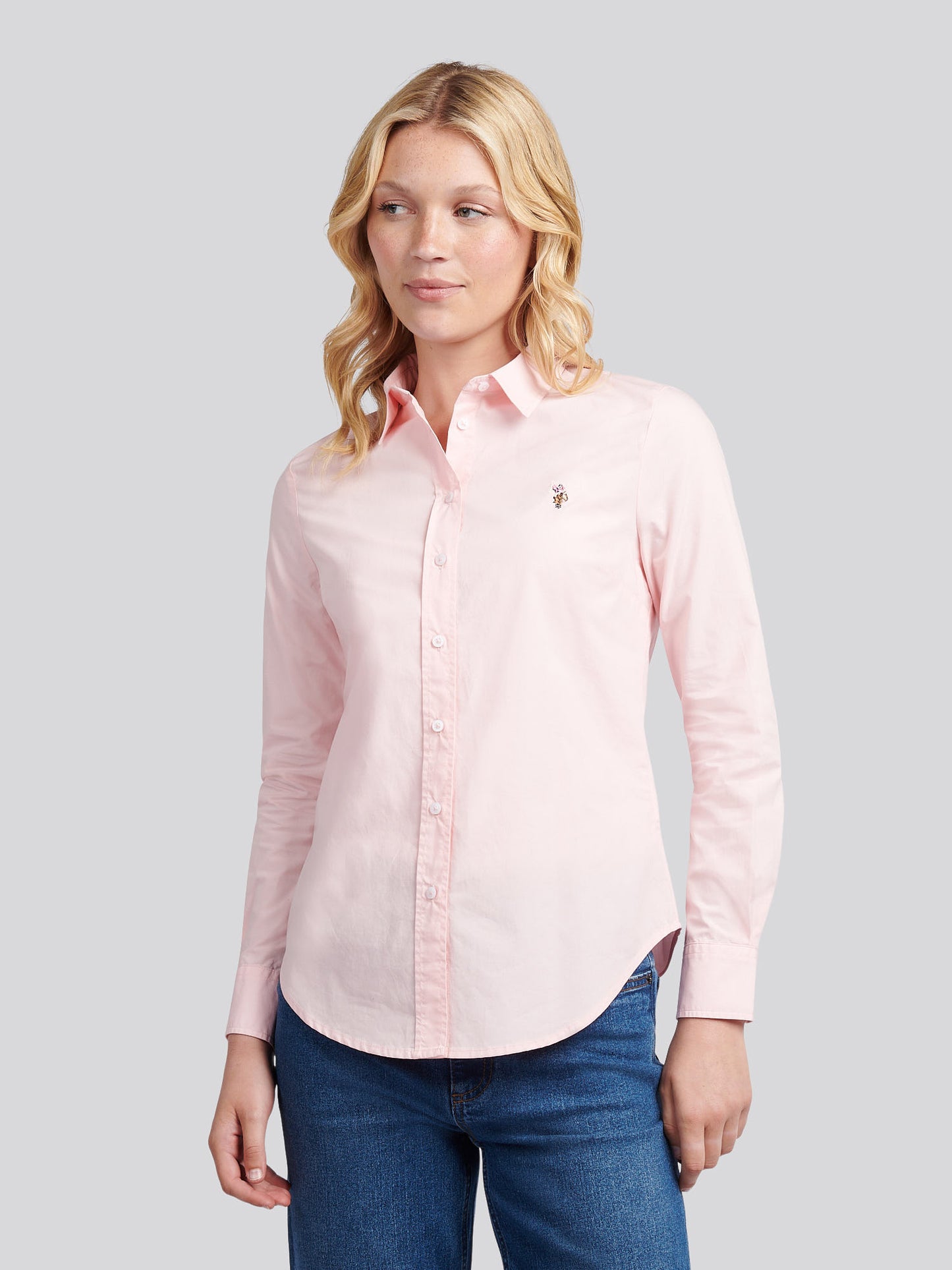 Womens Stretch Classic Fit Oxford Shirt in Crystal Rose