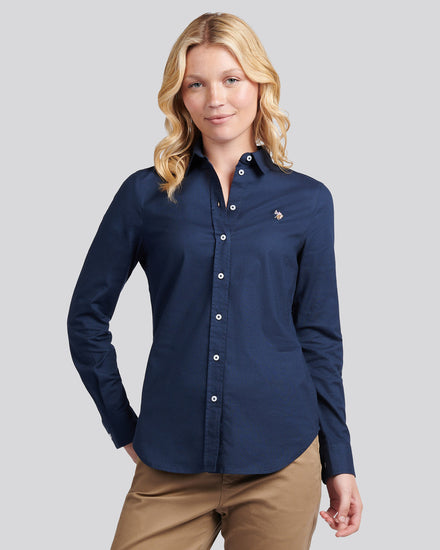 Womens Stretch Classic Fit Oxford Shirt in Navy Iris