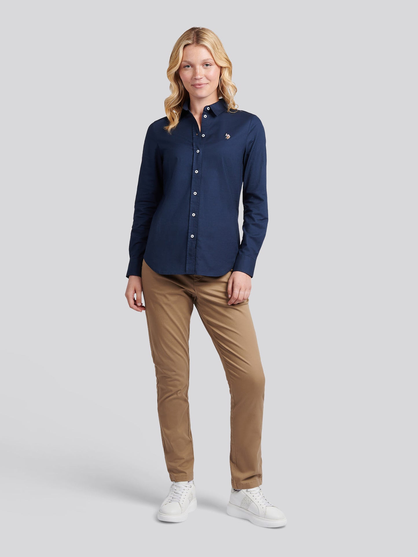 Womens Stretch Classic Fit Oxford Shirt in Navy Iris