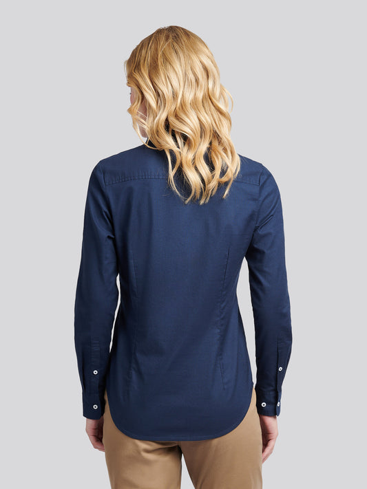 Womens Stretch Classic Fit Oxford Shirt in Navy Iris