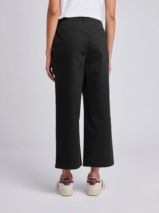 Womens Ankle Wide Leg Chino Trouser in Black
