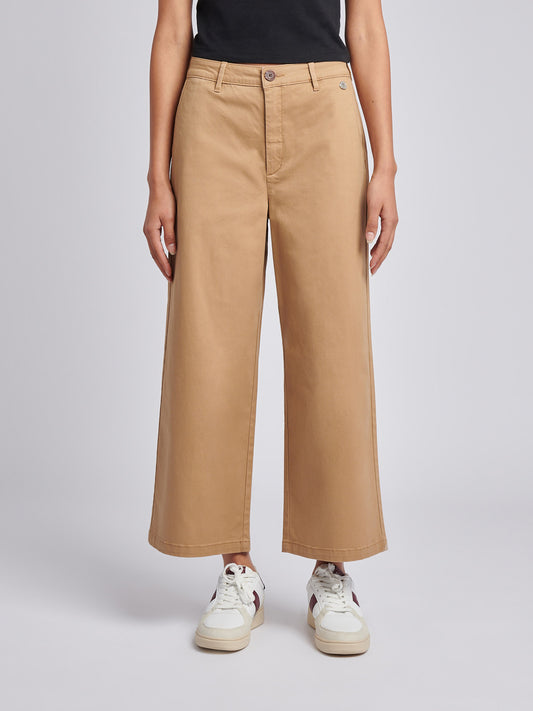 Womens Ankle Wide Leg Chino Trouser in Tigers Eye