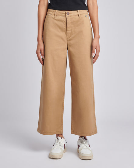 Womens Ankle Wide Leg Chino Trouser in Tigers Eye