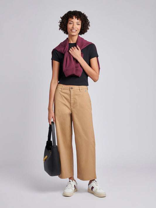 Womens Ankle Wide Leg Chino Trouser in Tigers Eye