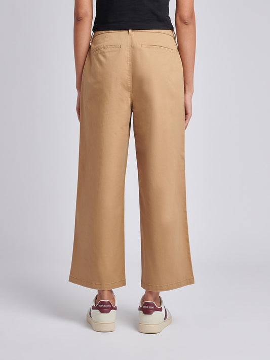 Womens Ankle Wide Leg Chino Trouser in Tigers Eye