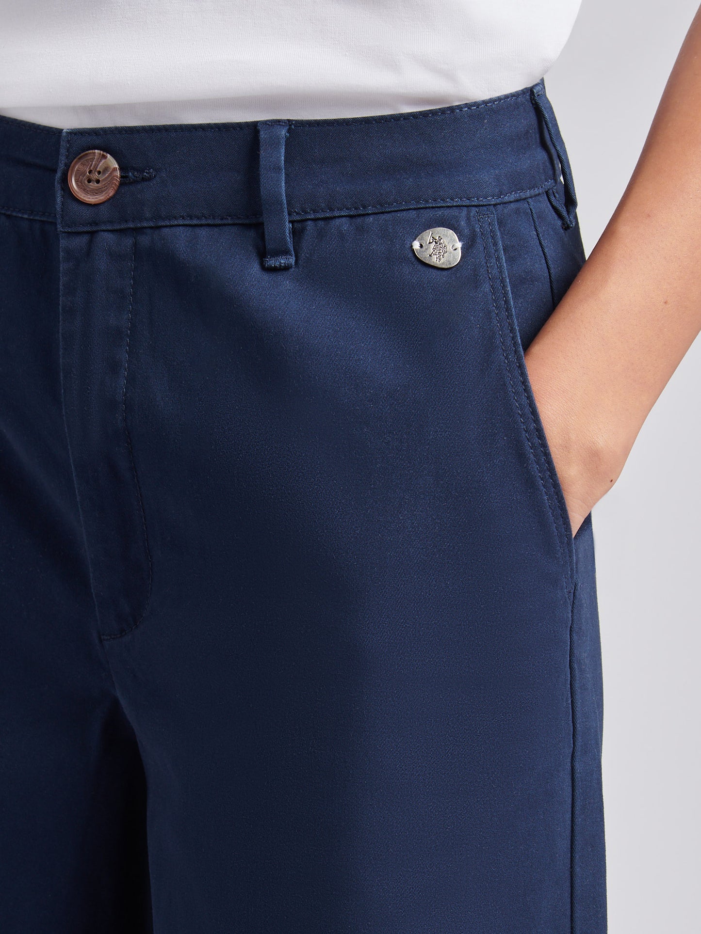 Womens Ankle Wide Leg Chino Trouser in Navy Iris