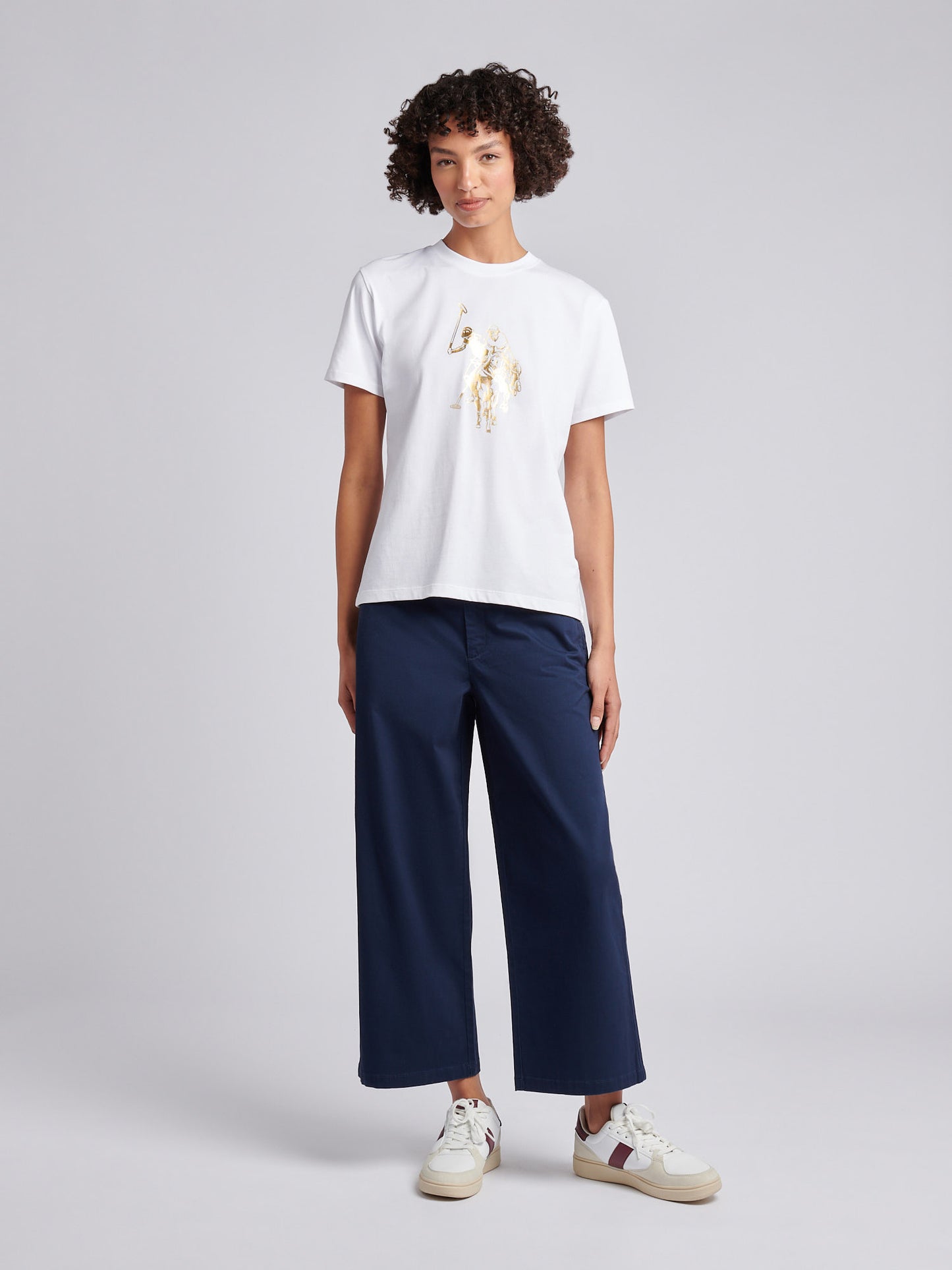 Womens Ankle Wide Leg Chino Trouser in Navy Iris