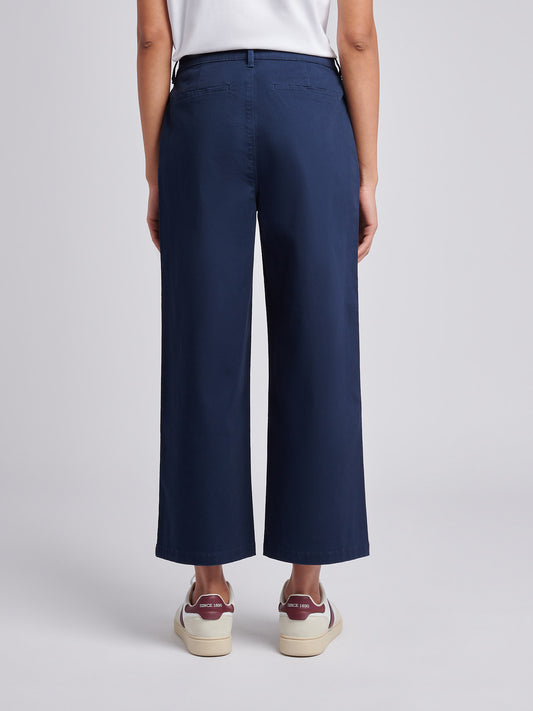 Womens Ankle Wide Leg Chino Trouser in Navy Iris