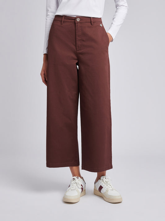 Womens Ankle Wide Leg Chino Trouser in Puce