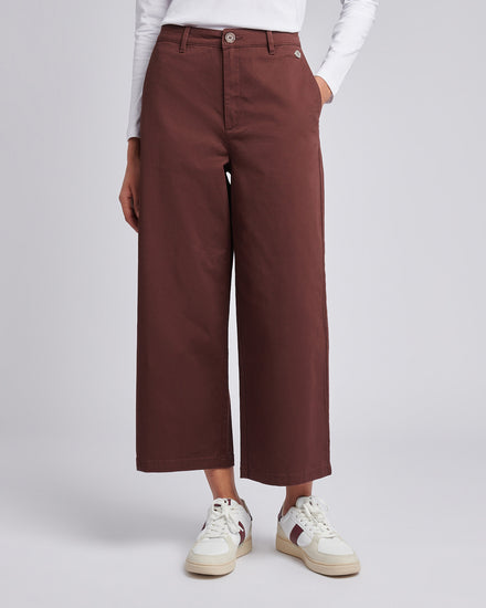 Womens Ankle Wide Leg Chino Trouser in Puce