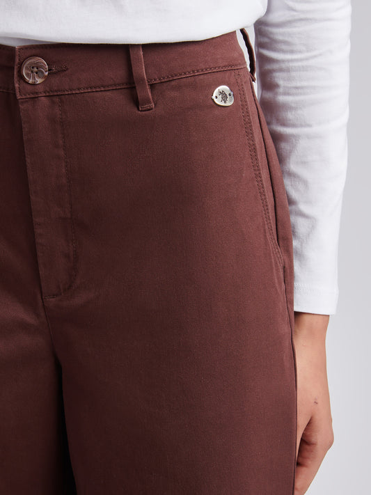 Womens Ankle Wide Leg Chino Trouser in Puce