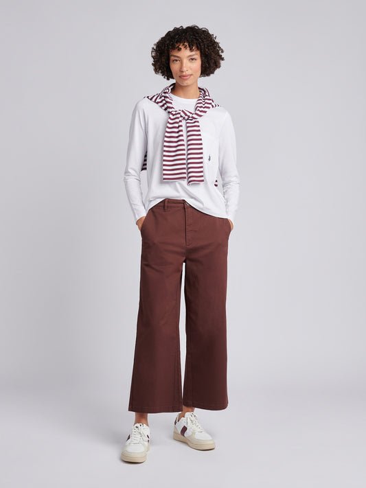 Womens Ankle Wide Leg Chino Trouser in Puce