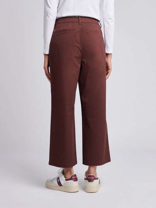 Womens Ankle Wide Leg Chino Trouser in Puce