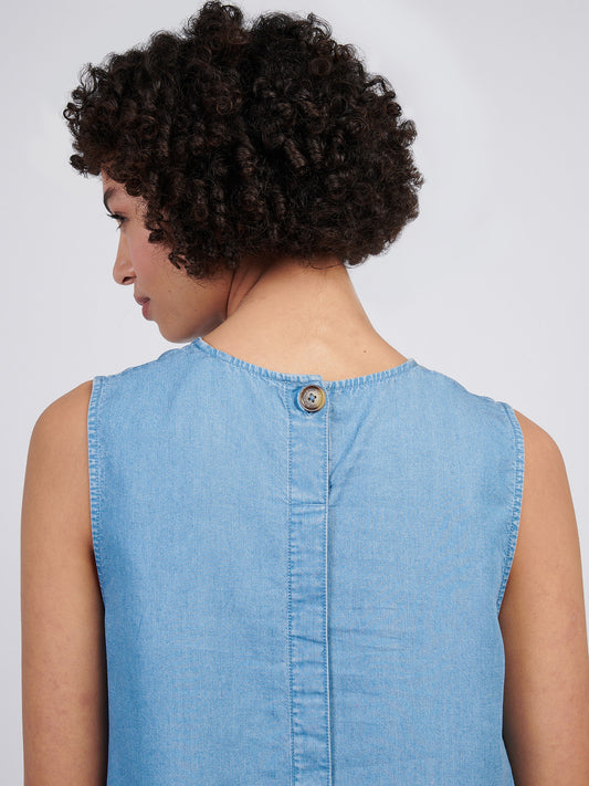 Womens Chambray Swing Top in Light Chambray Blue