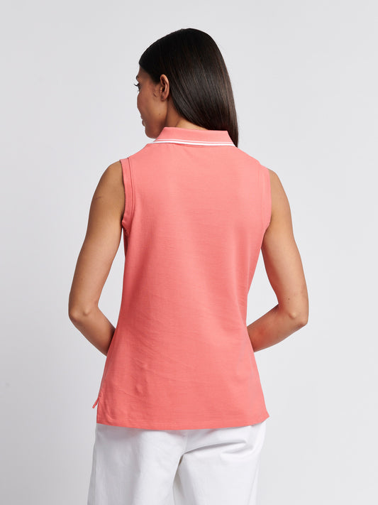 Womens Sleeveless Polo Shirt in Sugar Coral