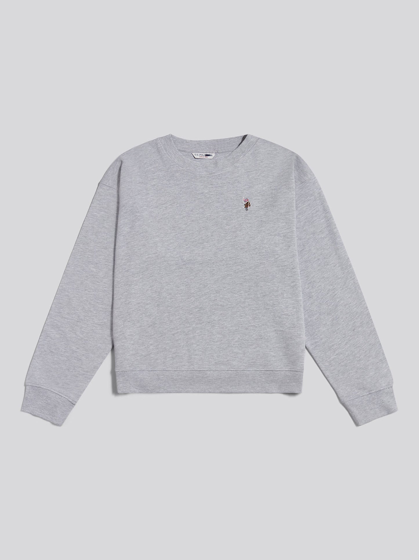 Womens Double Horsemen Crew Sweatshirt in Pearl Grey Marl
