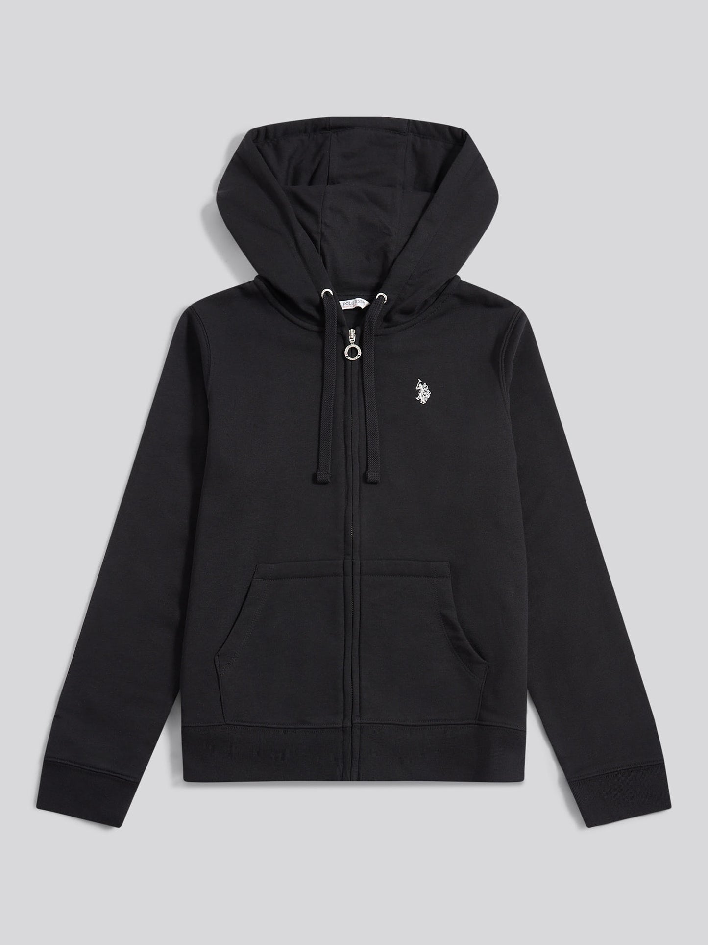 Womens Double Horsemen Zip Through Sweatshirt in Black