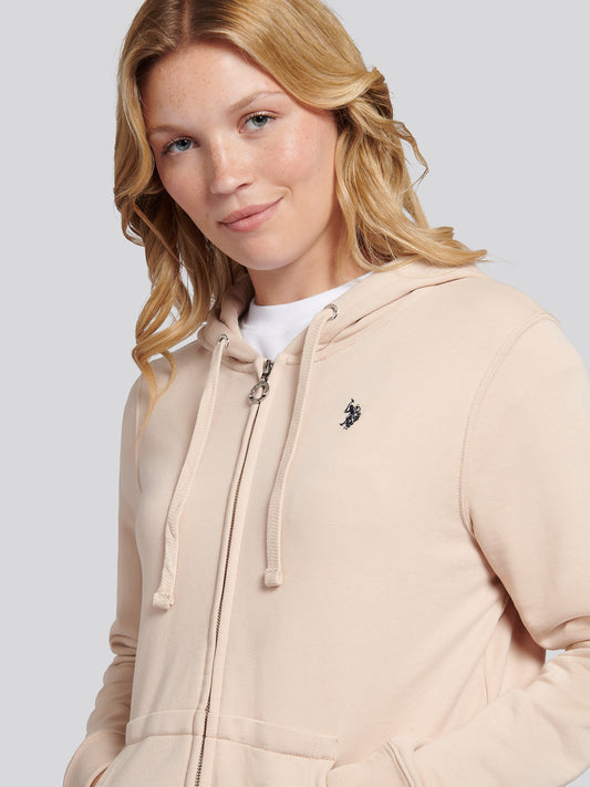 Womens Double Horsemen Zip Through Sweatshirt in Smoke Gray