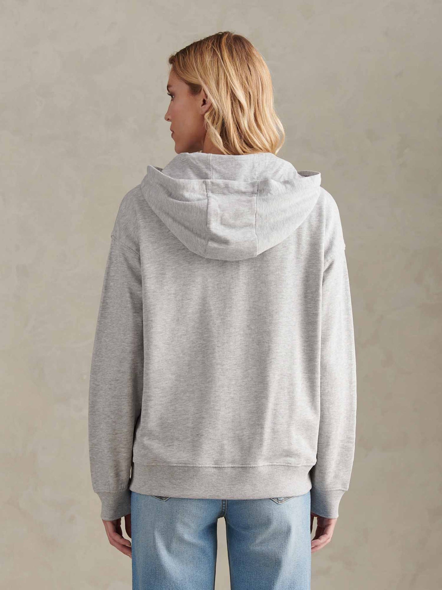 Womens Double Horsemen Zip Through Sweatshirt in Pearl Grey Marl