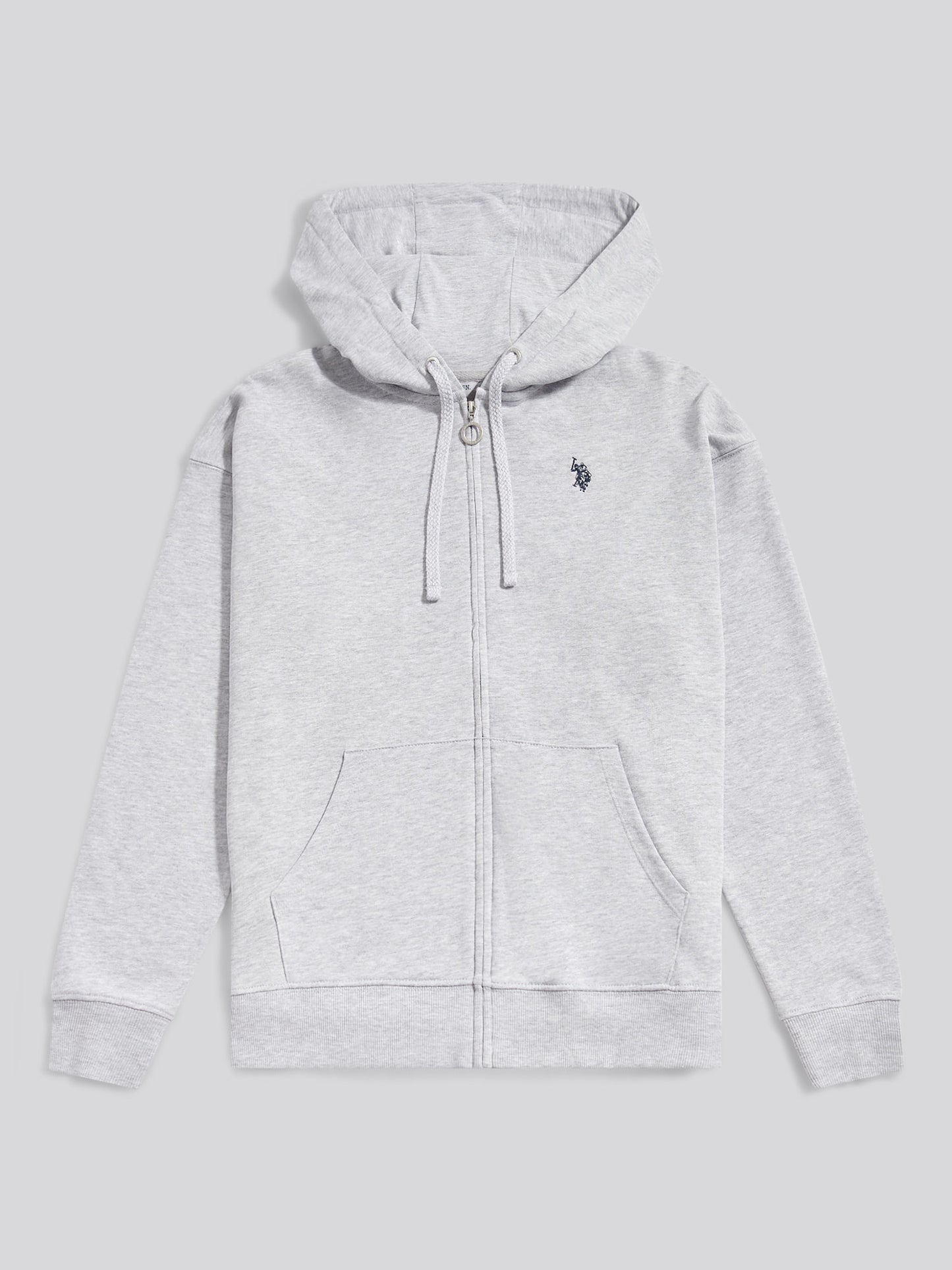 Womens Double Horsemen Zip Through Sweatshirt in Pearl Grey Marl