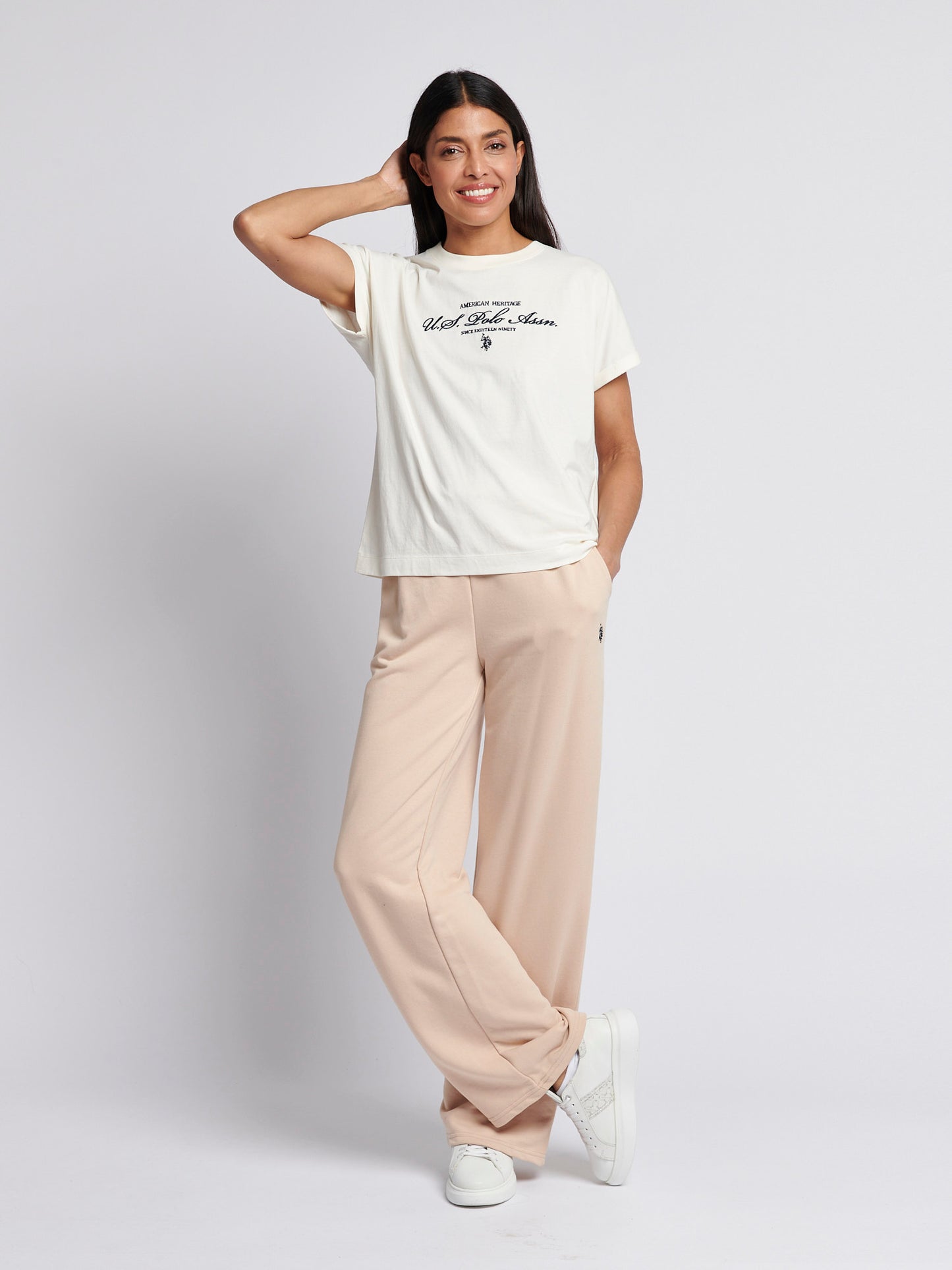 Womens Double Horsemen Wide Leg Jogger in Smoke Gray