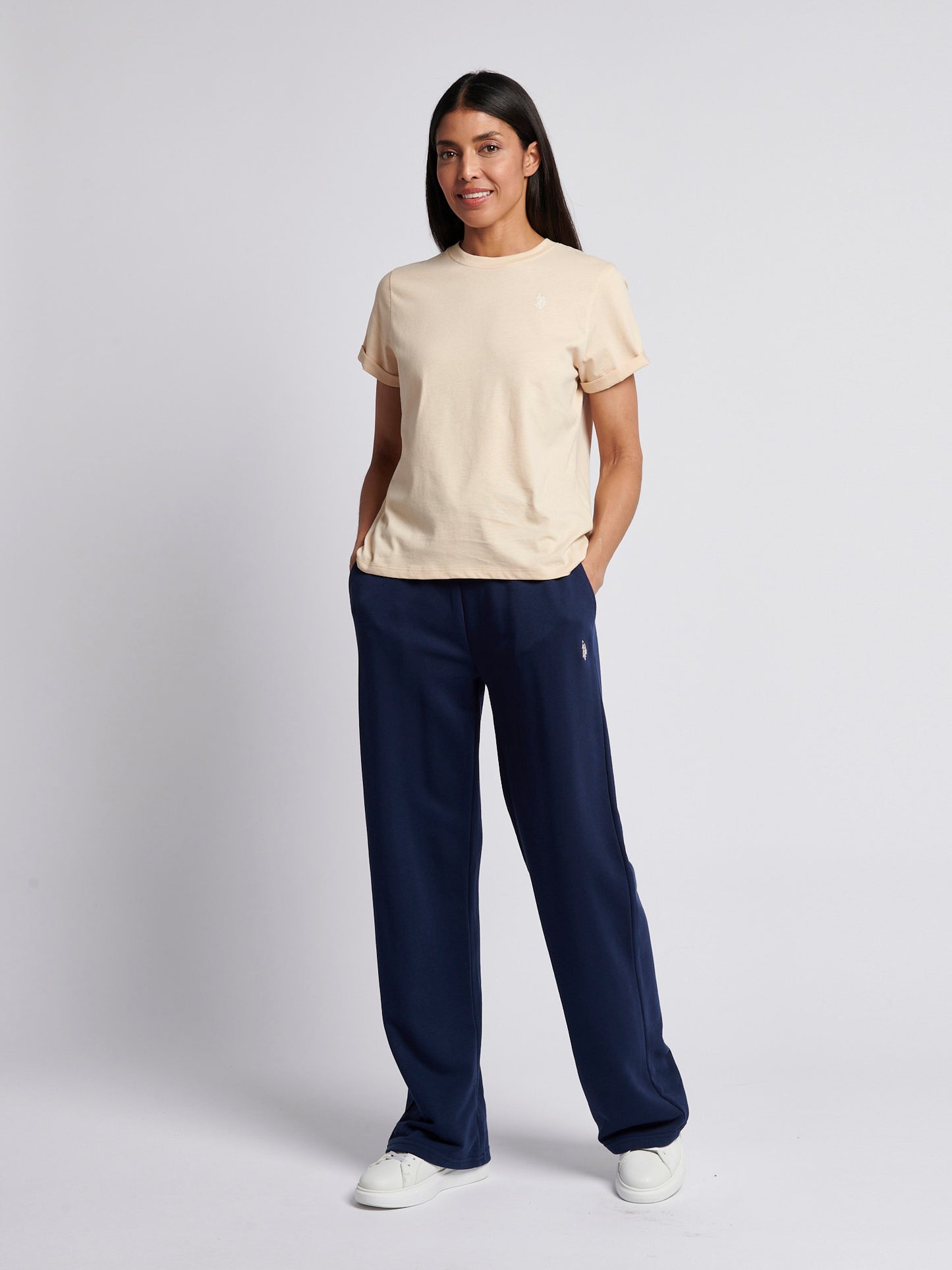 Womens Double Horsemen Wide Leg Jogger in Navy Iris