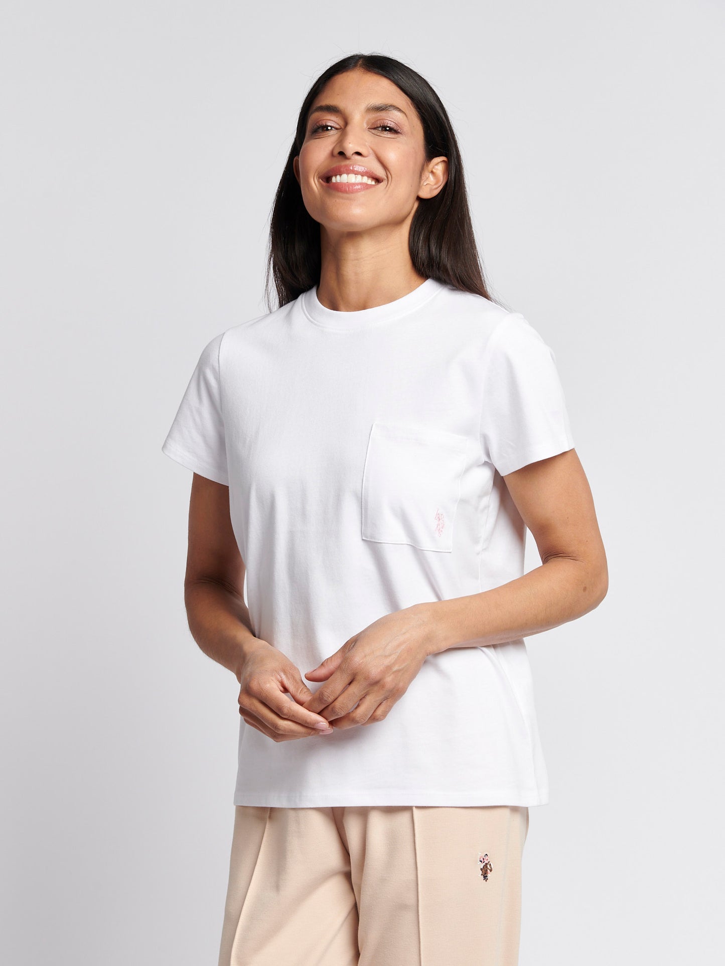 Womens Crew Neck Pocket T-Shirt in Bright White