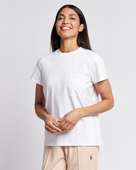 Womens Crew Neck Pocket T-Shirt in Bright White