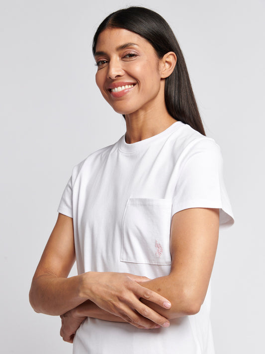 Womens Crew Neck Pocket T-Shirt in Bright White