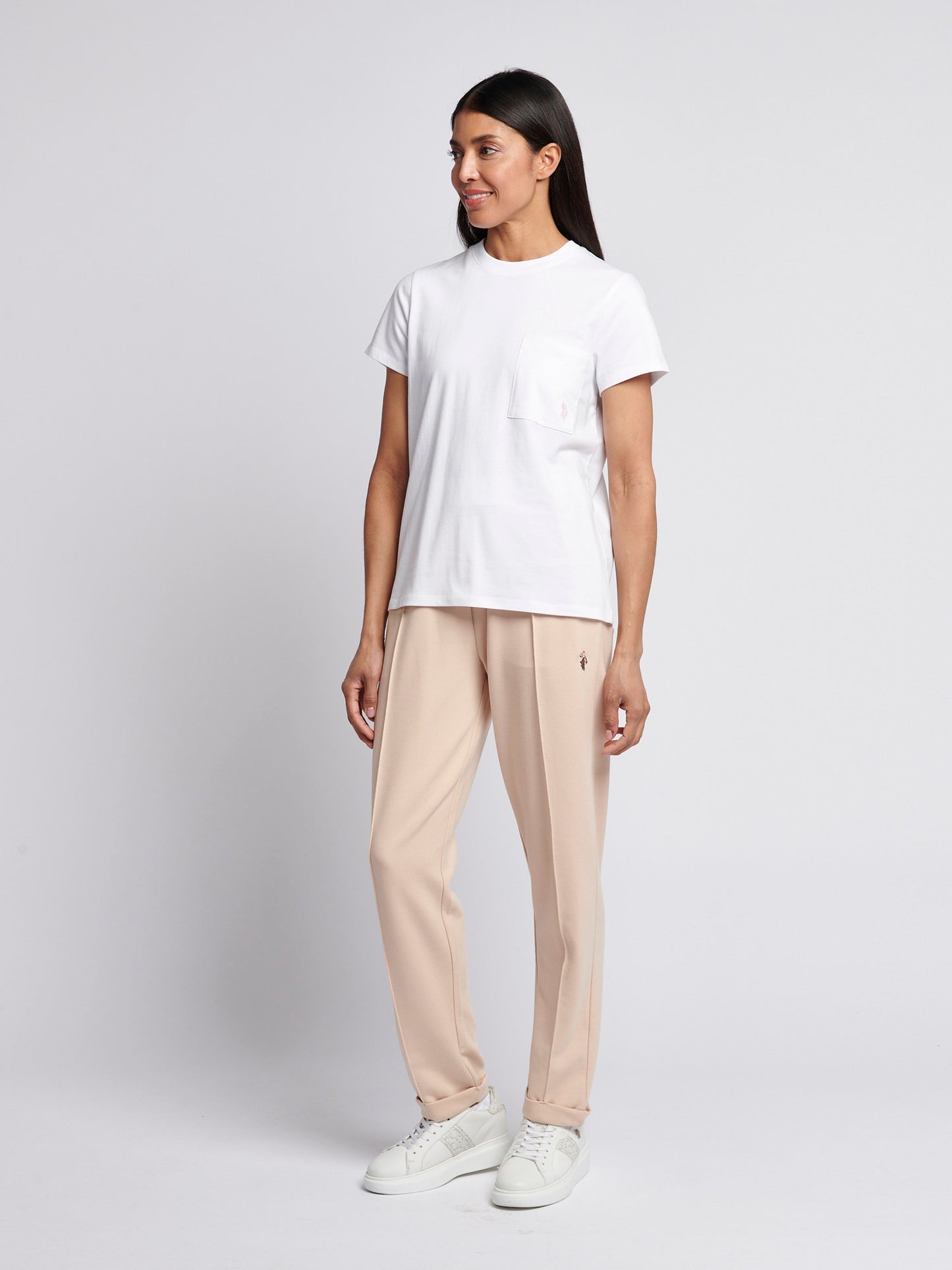 Womens Crew Neck Pocket T-Shirt in Bright White