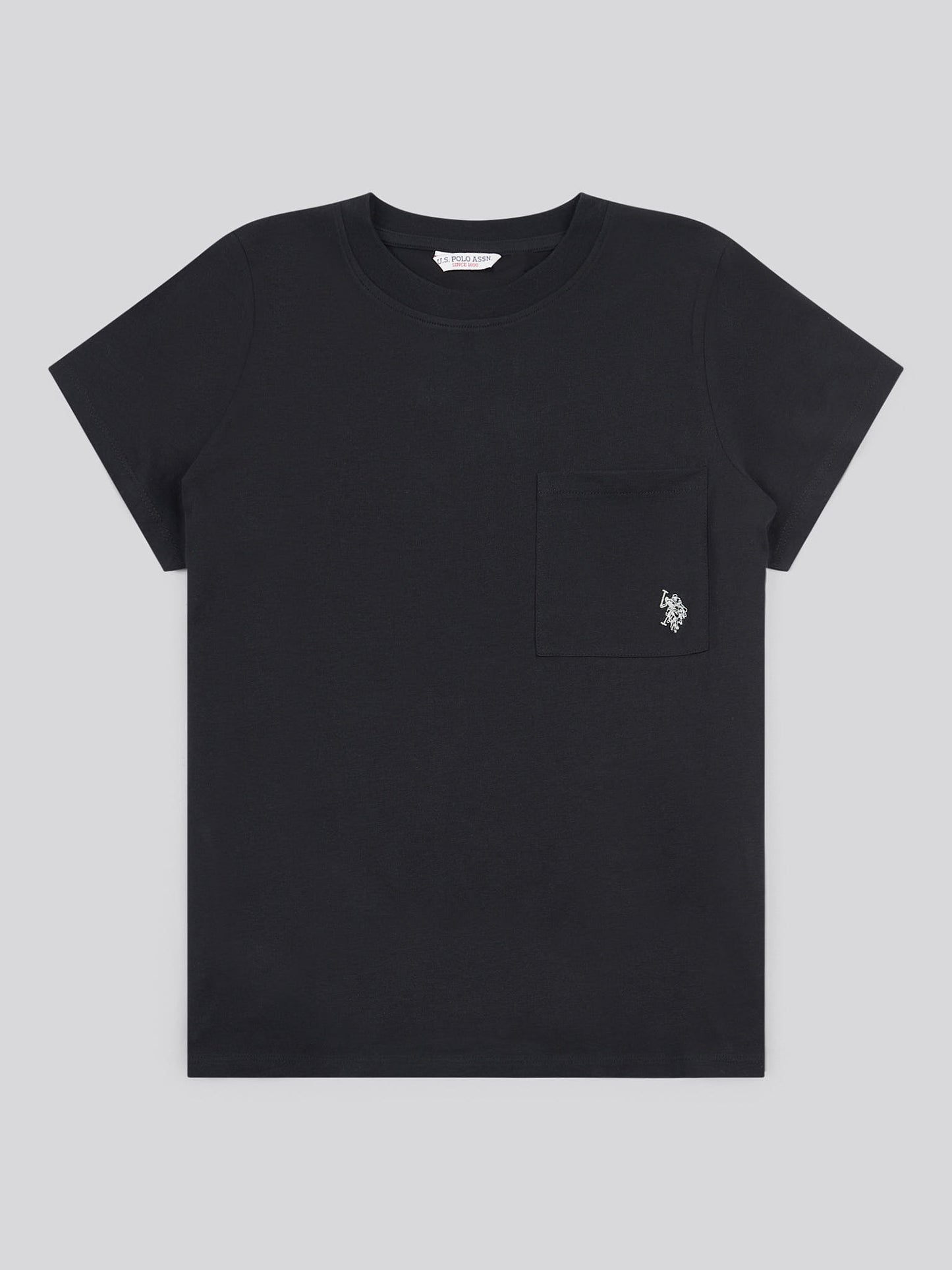 Womens Crew Neck Pocket T-Shirt in Black