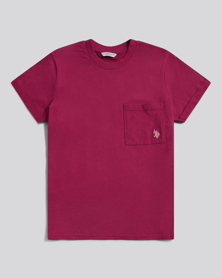 Womens Crew Neck Pocket T-Shirt in Beaujolais