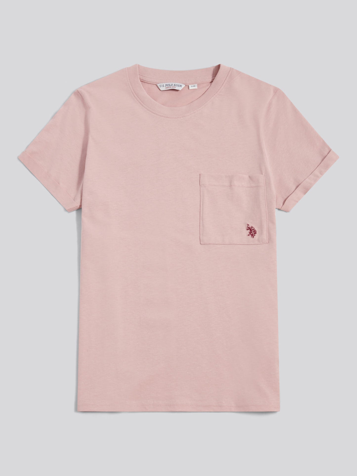 Womens Crew Neck Pocket T-Shirt in Pale Mauve