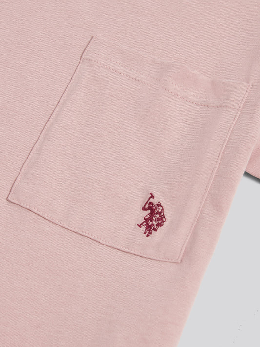 Womens Crew Neck Pocket T-Shirt in Pale Mauve
