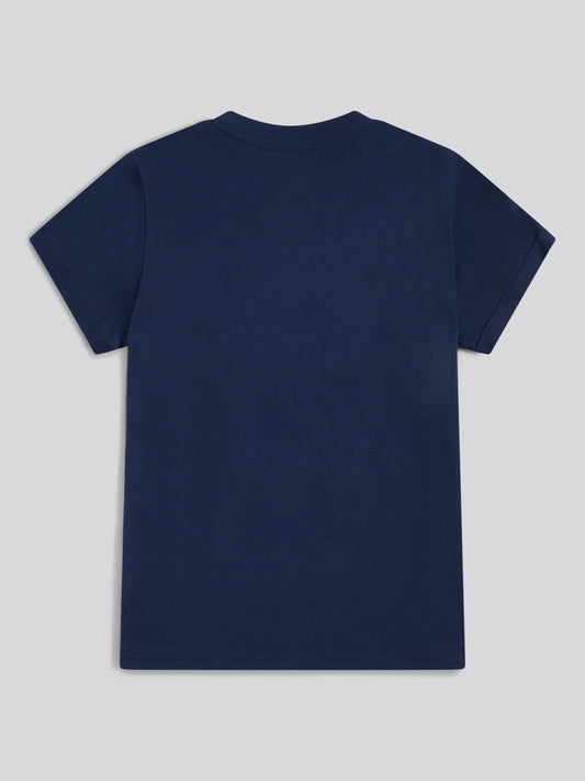 Womens Crew Neck Pocket T-Shirt in Navy Iris