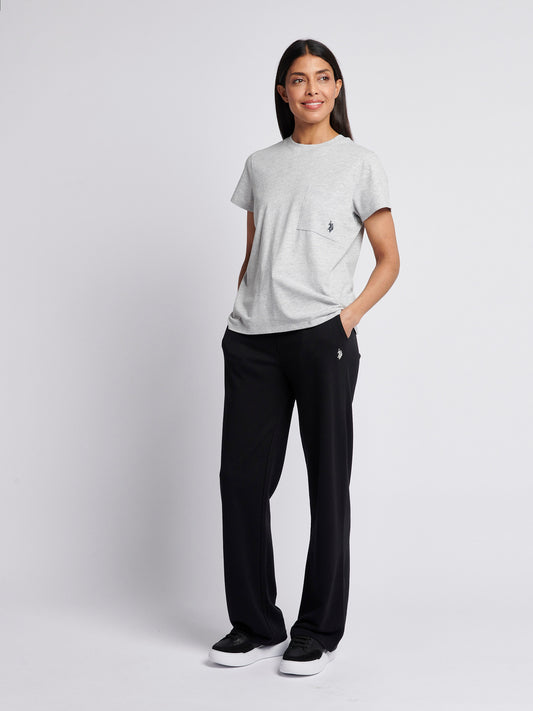 Womens Crew Neck Pocket T-Shirt in Pearl Grey Marl
