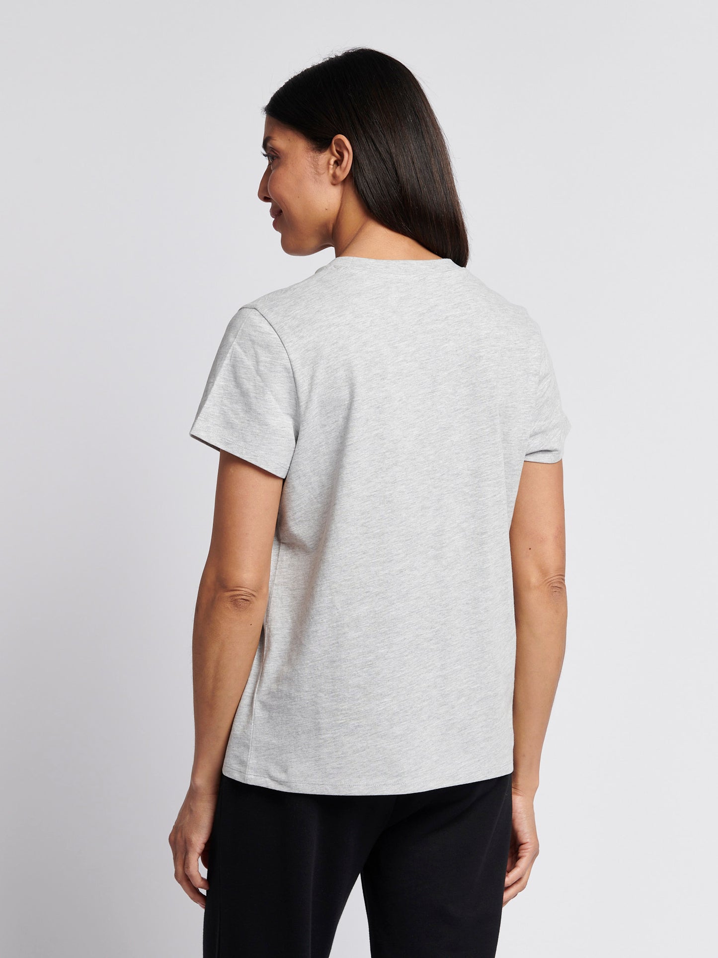 Womens Crew Neck Pocket T-Shirt in Pearl Grey Marl