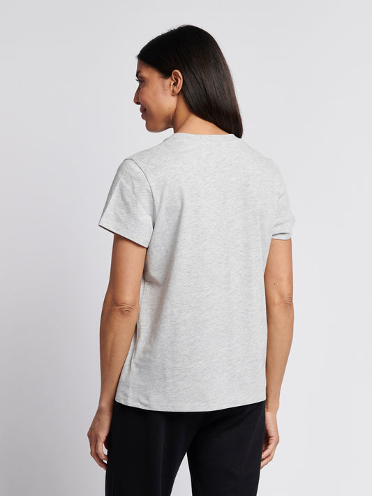 Womens Crew Neck Pocket T-Shirt in Pearl Grey Marl