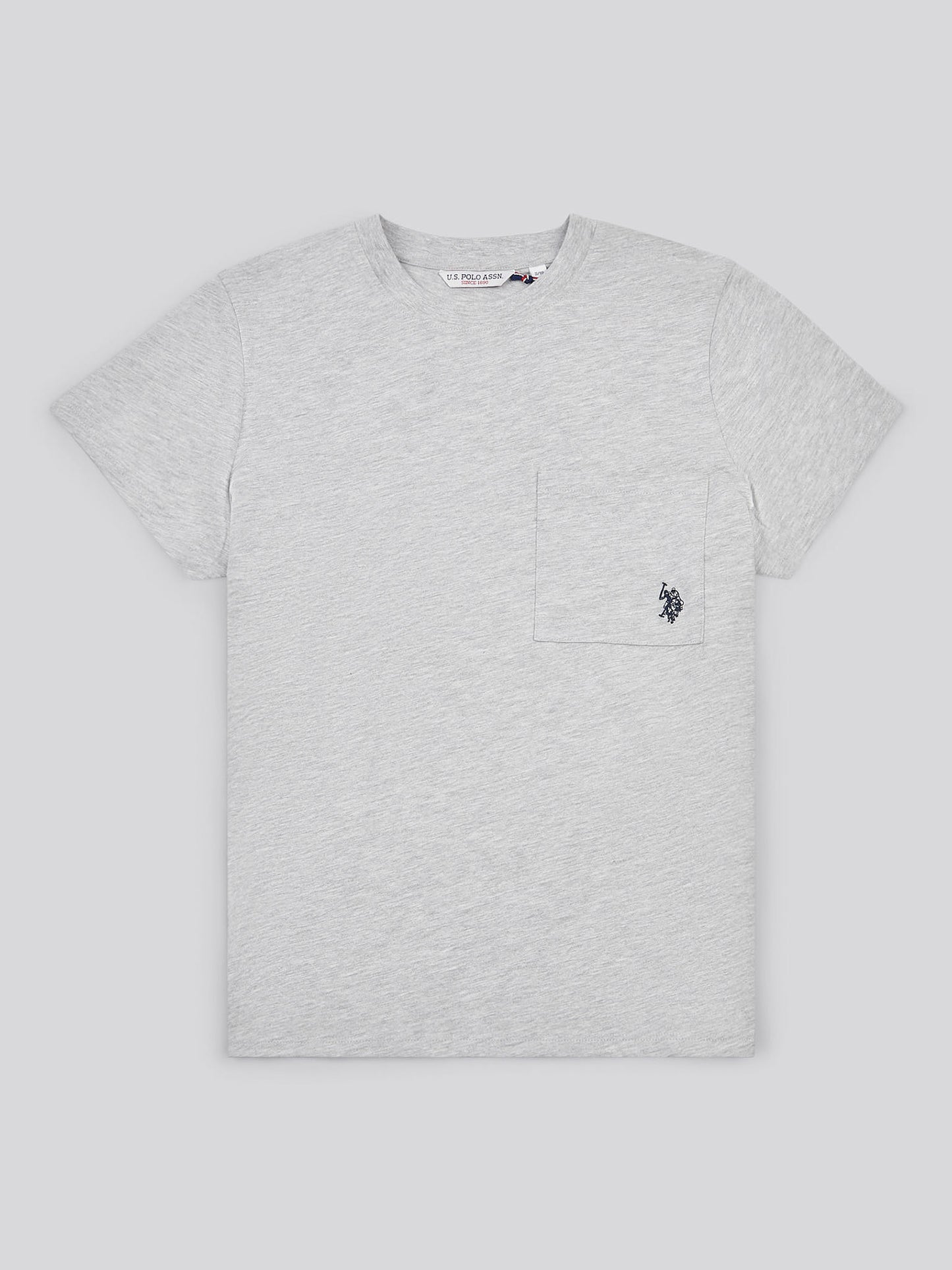 Womens Crew Neck Pocket T-Shirt in Pearl Grey Marl