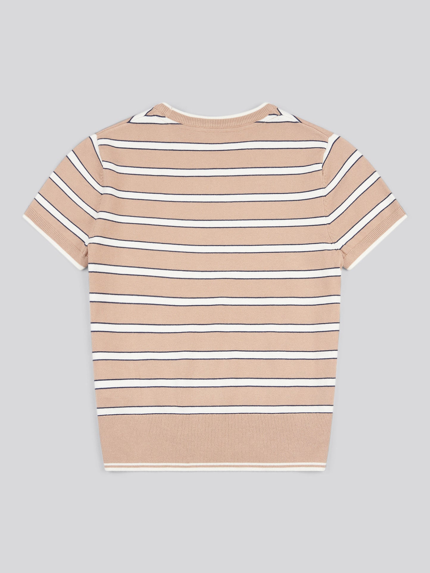 Womens Stripe Short Sleeve Jumper in Natural