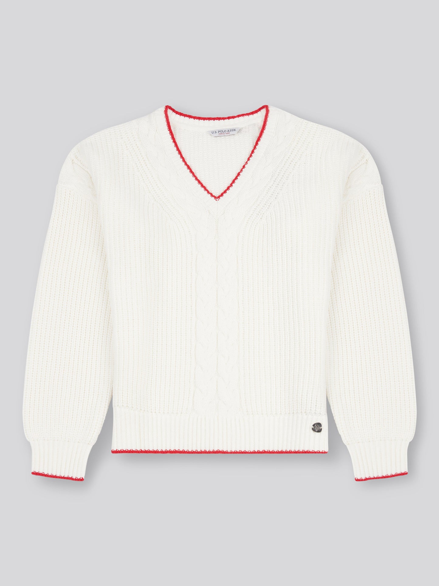 Womens Braid Cable Cricket Jumper in Marshmallow