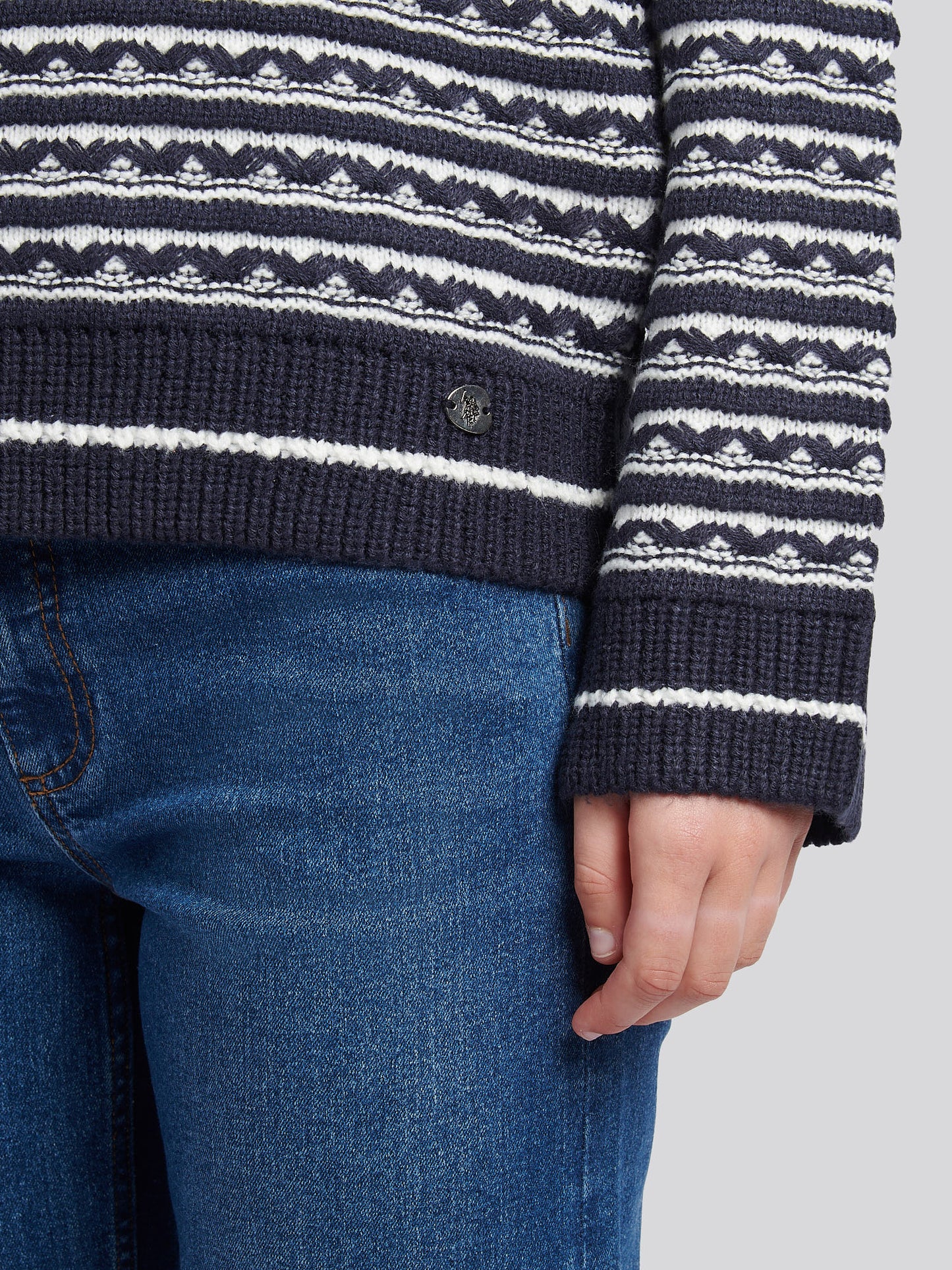 Womens Textured Stripe Jumper in Navy Iris