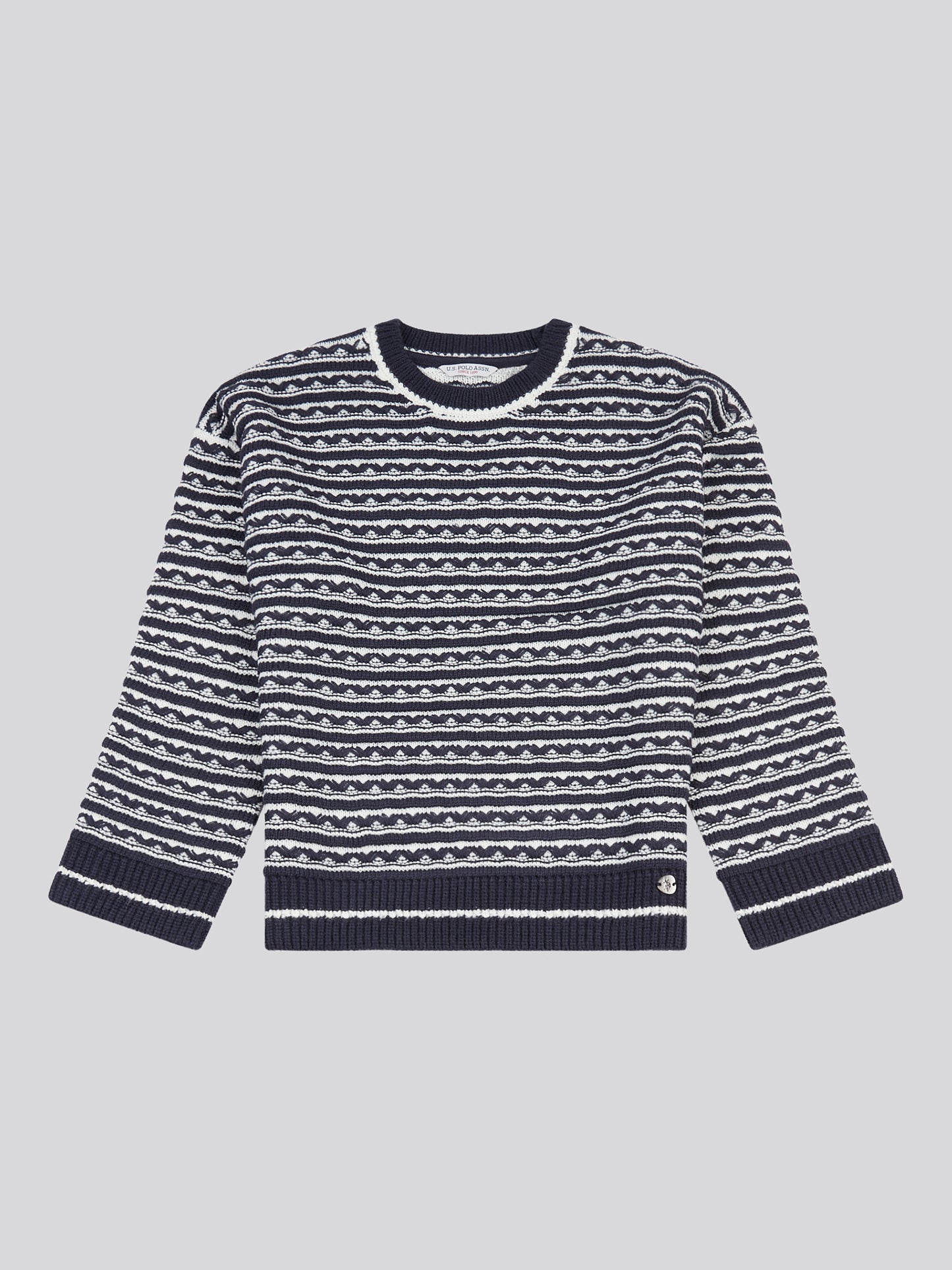 Womens Textured Stripe Jumper in Navy Iris