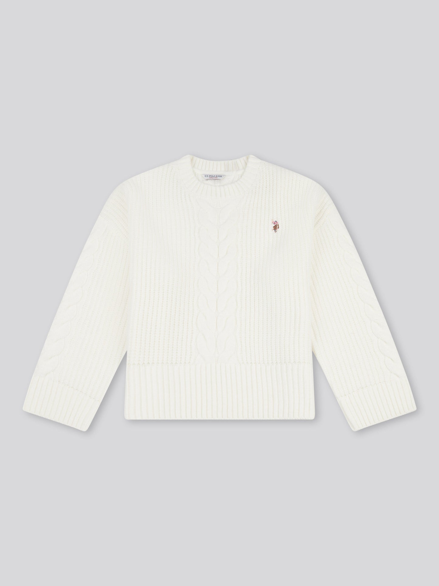 Womens Chunky Central Cable Jumper in Egret