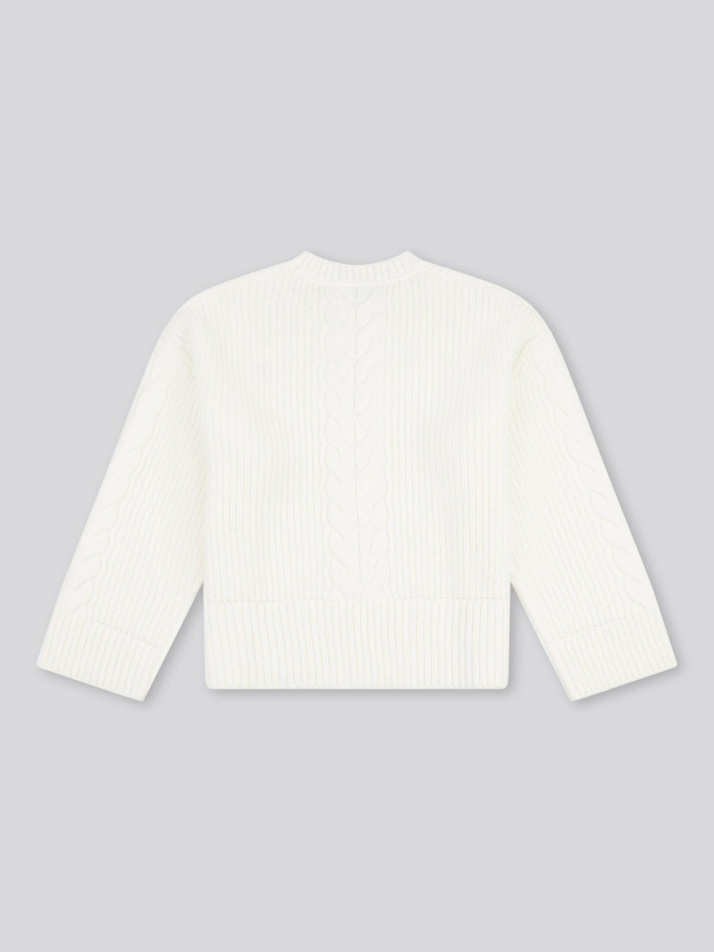 Womens Chunky Central Cable Jumper in Egret