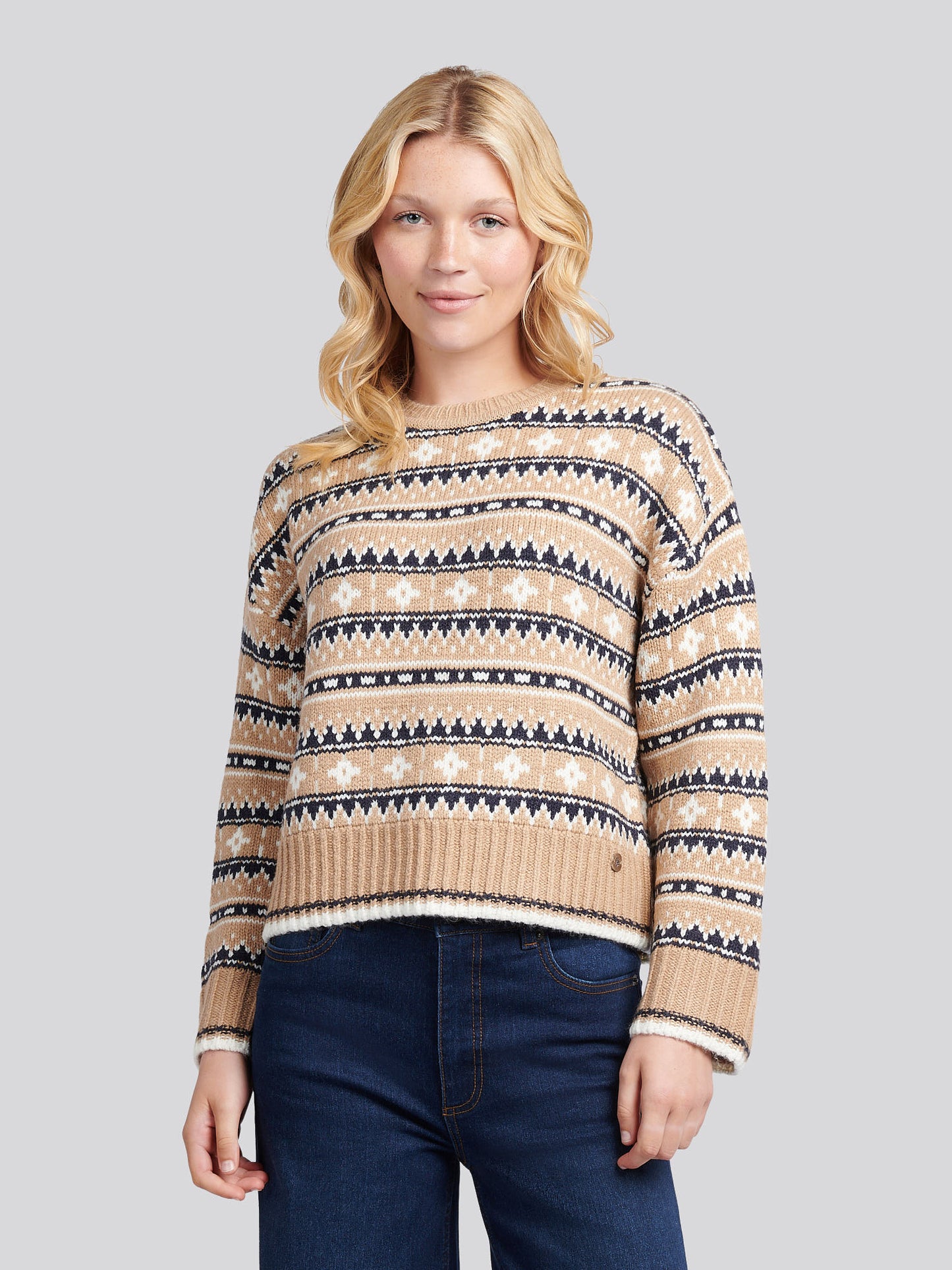 Womens Fair Isle Stripe Jumper in Natural