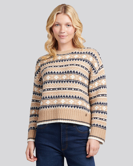 Womens Fair Isle Stripe Jumper in Natural