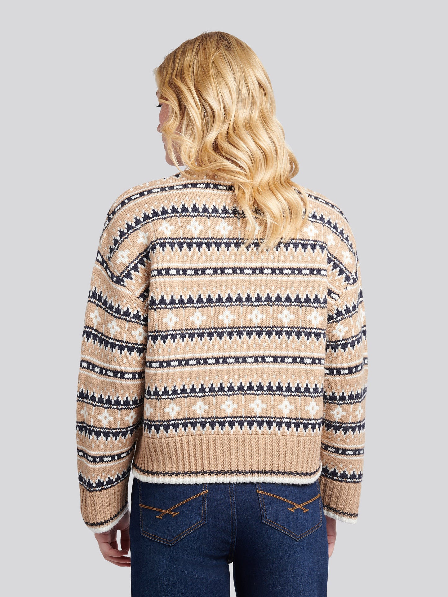 Womens Fair Isle Stripe Jumper in Natural