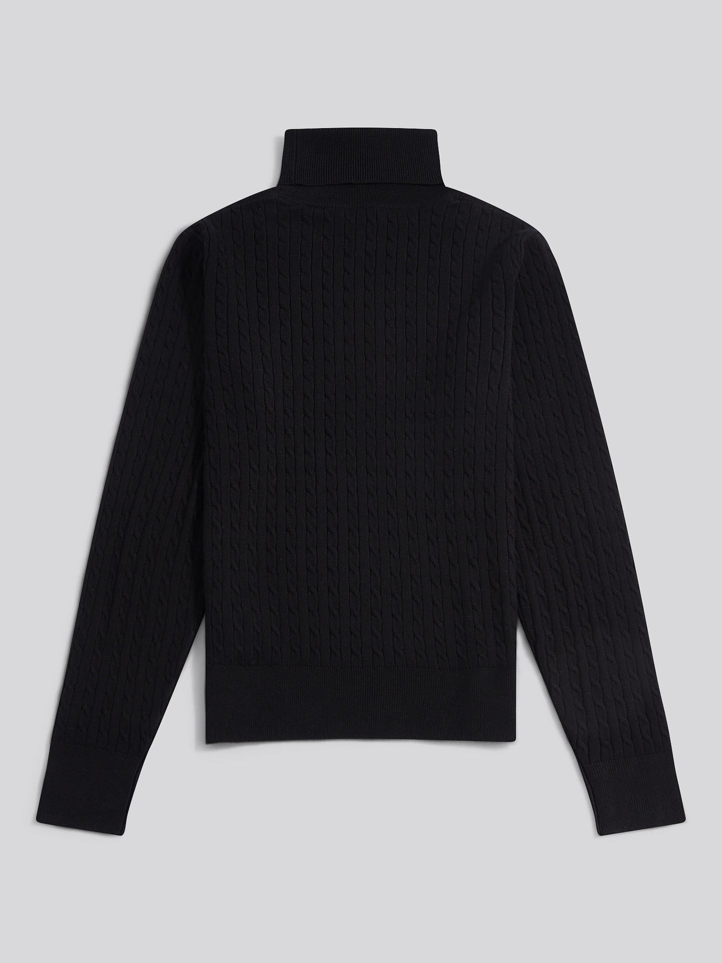 Womens Fine Cable Roll Neck Jumper in Black